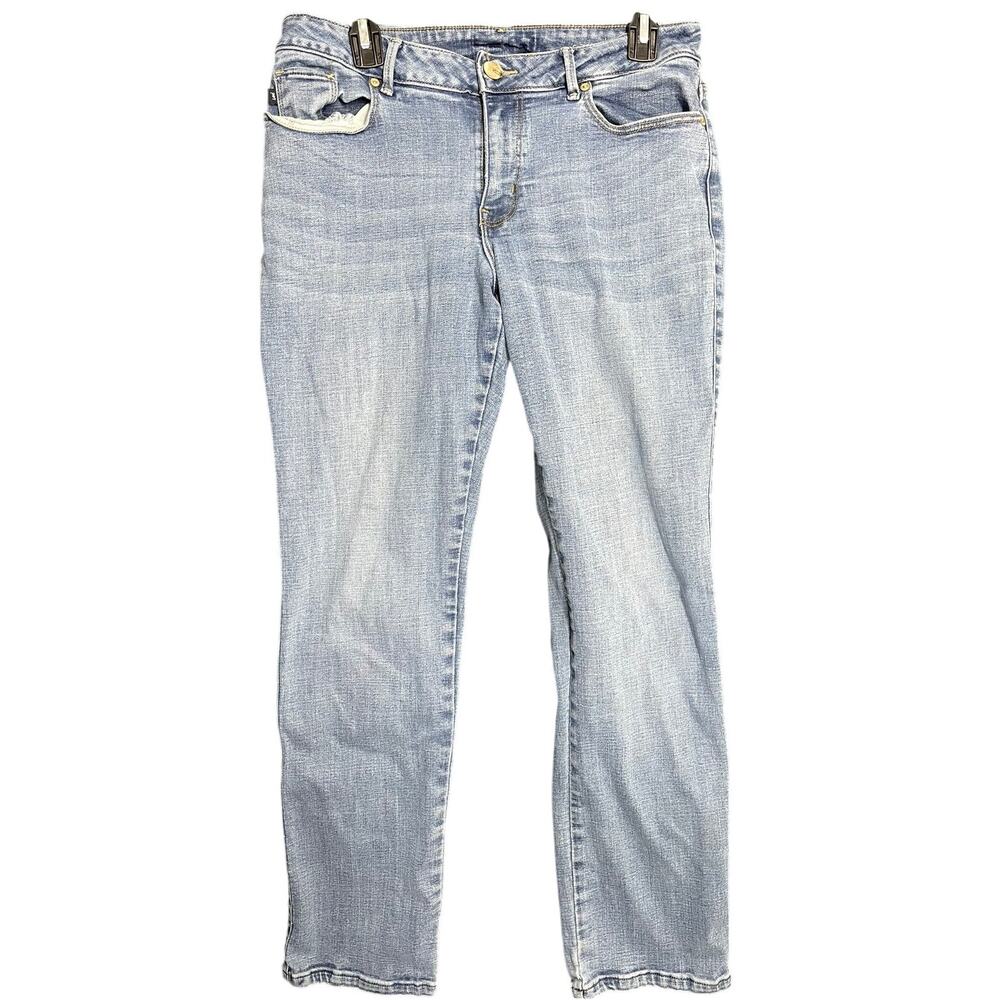 Lee Straight Leg Jeans Measure Waist 31 Women No Size Tag Blue Denim Mid Rise